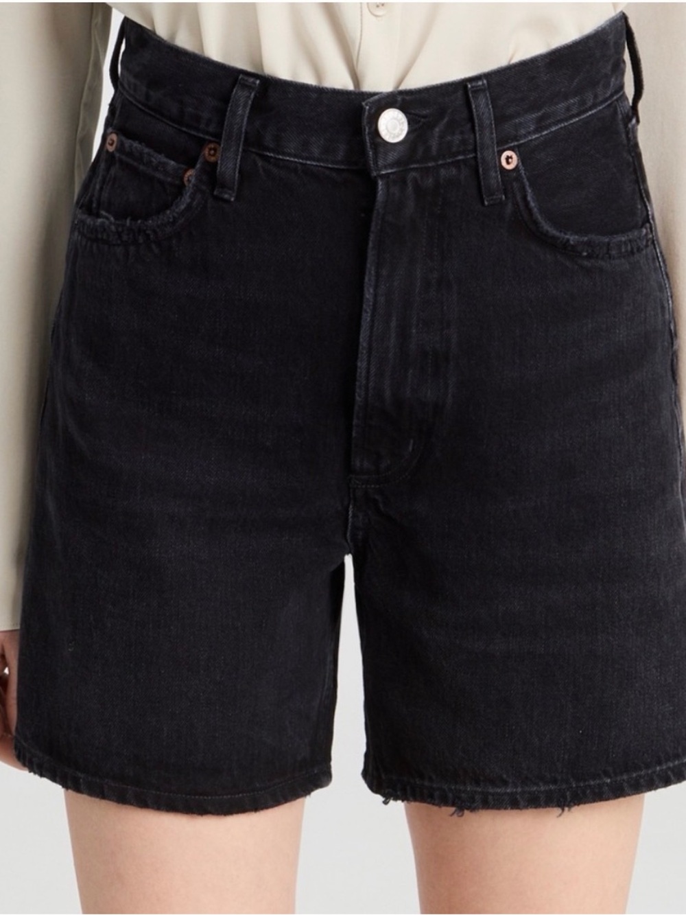 Agolde Stella Black High-Rise Denim Shorts